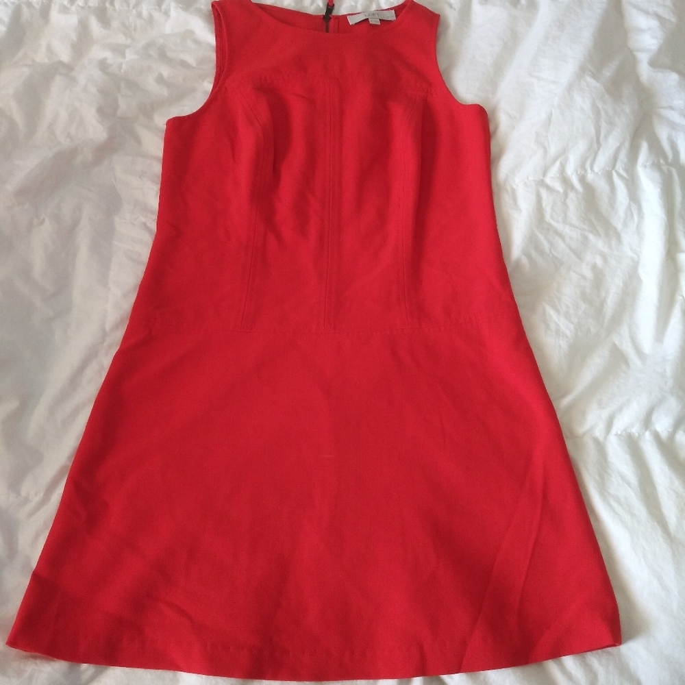 LOFT ANN TAYLOR Red Orange Shift Dress